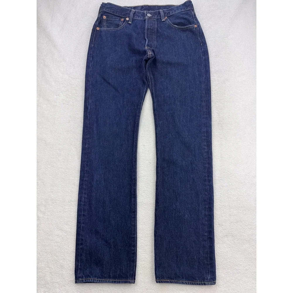 Levis 501 Jeans Men 30x32 Blue Distressed Straight Leg Button Fly‎ Denim